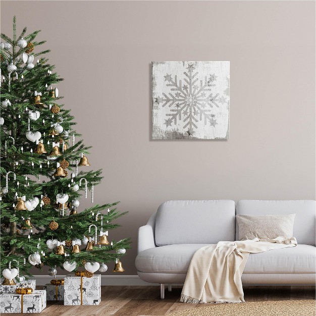 Stupell Industries Winter Snowflake Weathered Pattern Canvas Wall Art