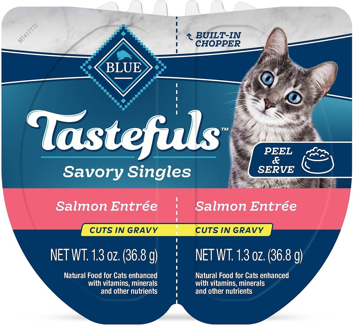 Blue Buffalo Tastefuls Savory Singles Salmon Entrée Cuts in Gravy Adult Cat Food， 2.6-oz cup， case of 24