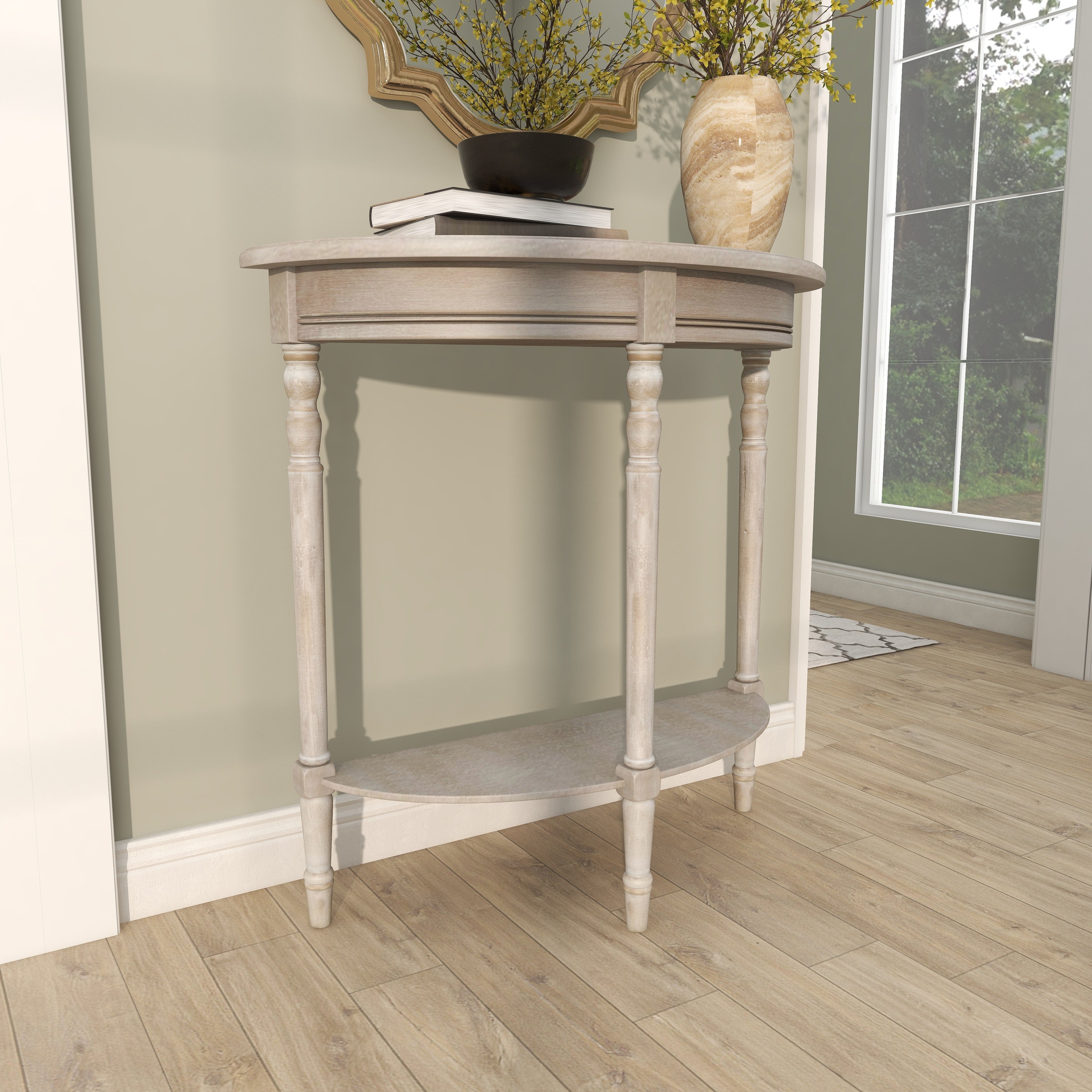 Light Brown Pine Traditional Console Table 32 x 32 x 12 - 32 x 12 x 32