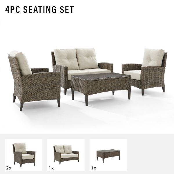 Rockport Outdoor Wicker 4Pc High Back Conversation Set