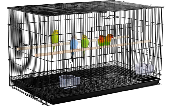 Yaheetech 30.5 inch Rectangle Breeding Flight Parakeet Bird Cage with Slide-Out Tray for Finches Budgies Cockatiels， Black