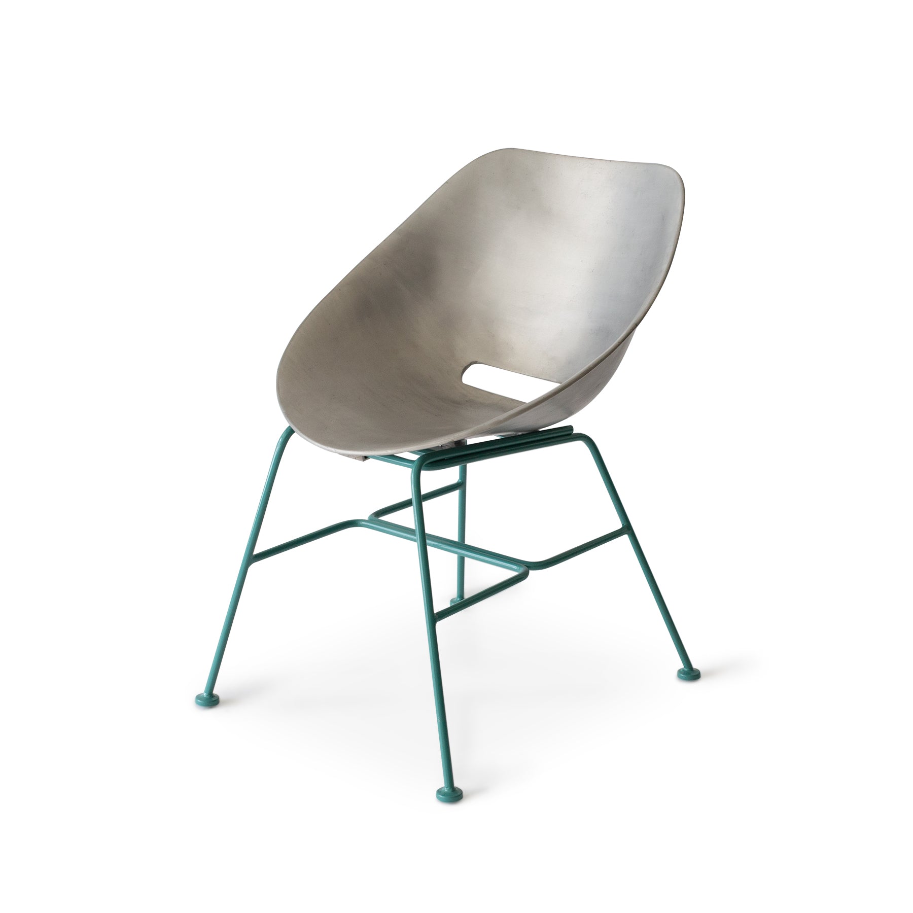 Aluminum Shell Chair with Turquoise Base