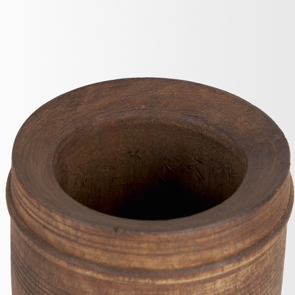 Porta Large Medium Brown Reclaimed Wooden Pot