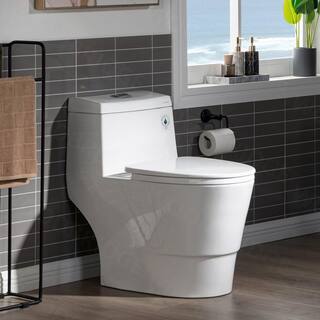 WOODBRIDGE 1-Piece 1.01.6 Gallons Per Flush (GPF) High Efficiency Dual Flush Elongated Toilet in White Seat Included HB0940