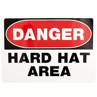 Everbilt 10 in. x 14 in. Aluminum Danger Hard Hat Area Sign 31024