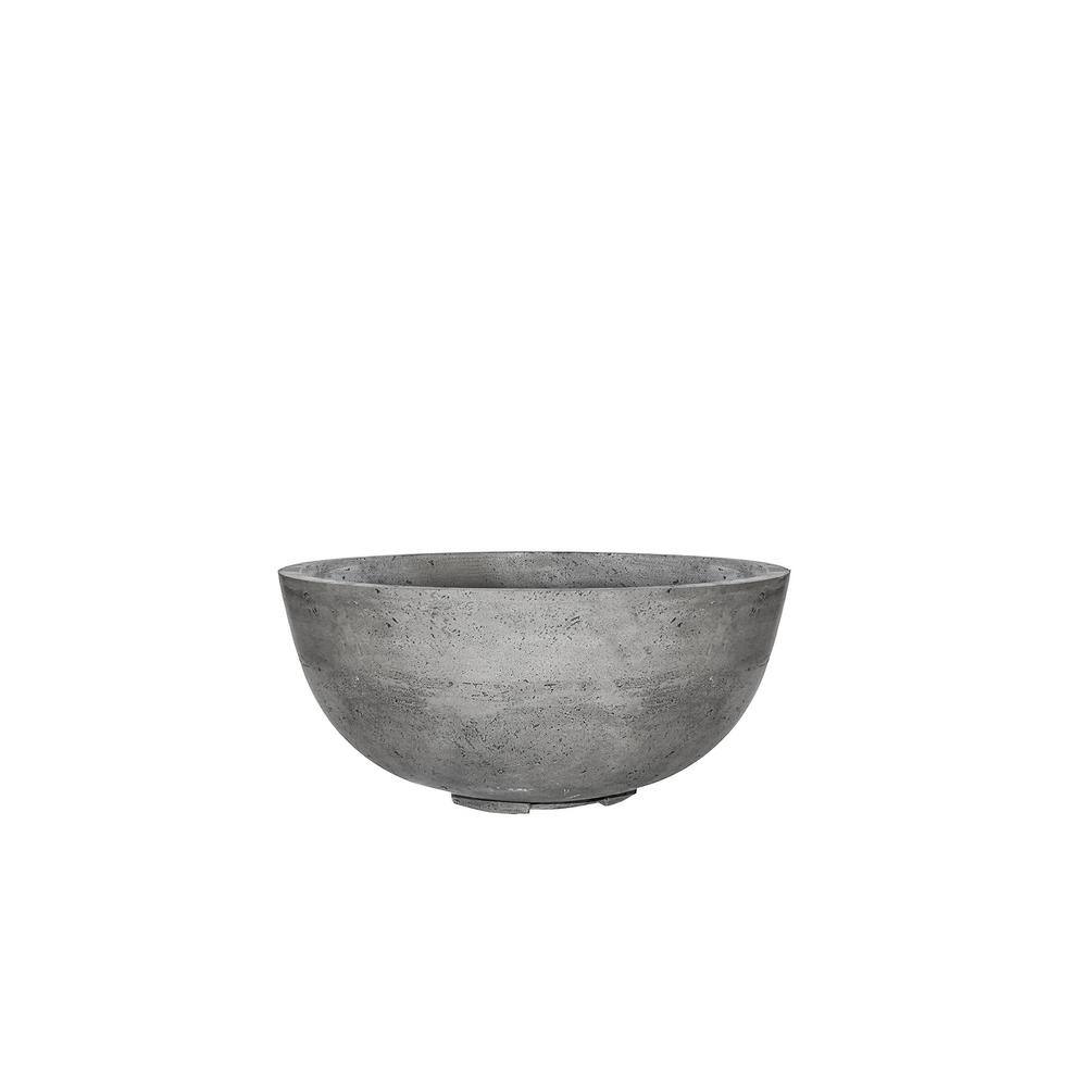 Natco Sonoma 39 in. x 18 in. Round Cement Natural Gas Fire Pit Kit Bowl in Pewter with 54 lbs. Bag of 0.75 in. Black Lava Rock MS6NG