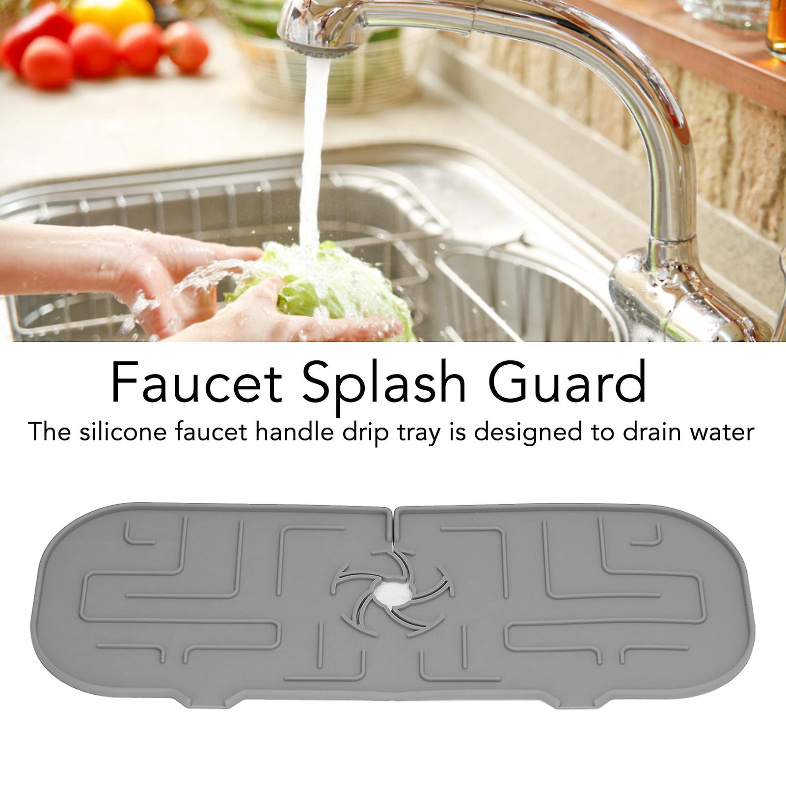 Silicone Faucet Mat， Durable Faucet Handle Drip Catcher Tray Keep Dry Faucet Splash Guard For Kitchen Sink， Bathroom， Apartment， Hotel[grey]