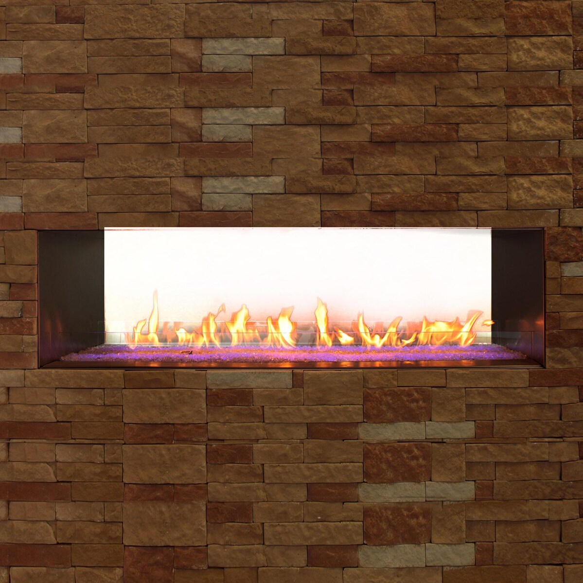 White Mountain Hearth By Empire Carol Rose 48-Inch Vent Free Natural Gas Outdoor Linear See-Through Fireplace W/ Manual Electronic Ignition and LED Light System