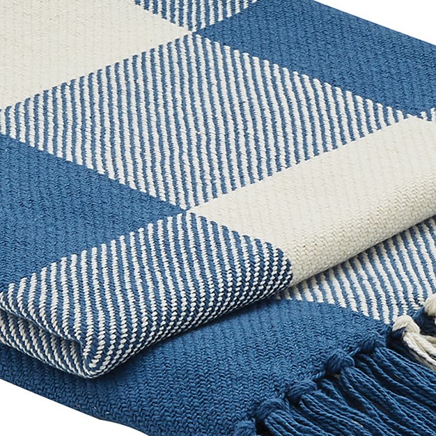 Park Designs Buffalo Check Throw China Blue