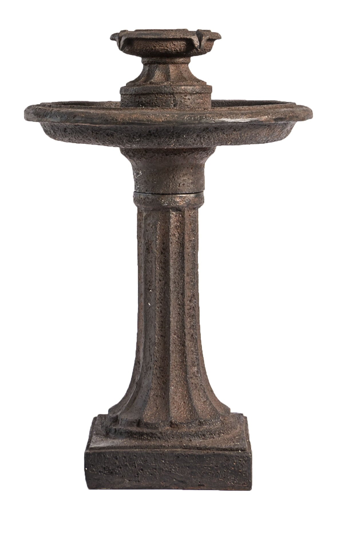 XBrand 28" Bird bath Water Fountain, 1-Tier, Outdoor, Brown Resin, Auto Shut Off Pump for Home Garden Yard Décor