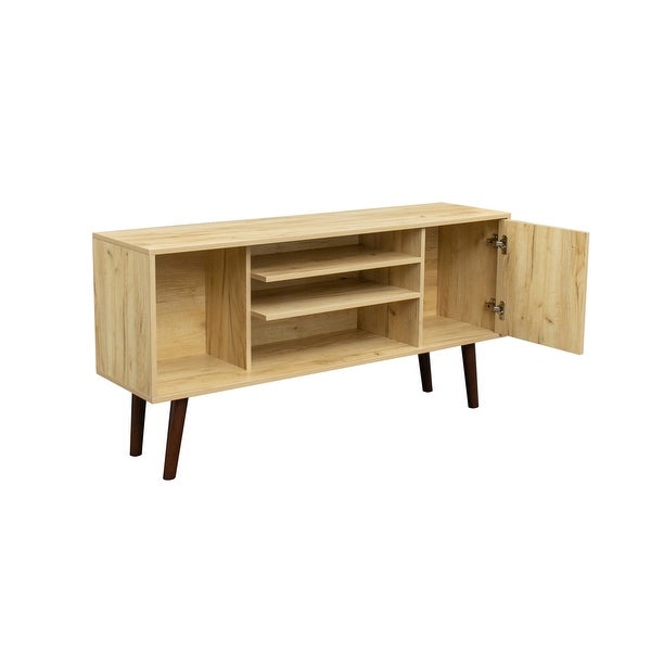 Mid-Century TV Stand for TVs up to 60 Inches， Rustic Oak