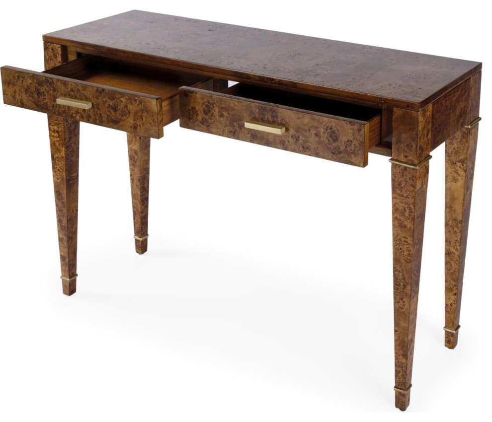 Kai Console Table  Traditional Burl   Midcentury   Console Tables   by Lighting New York  Houzz