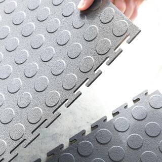 VersaTex Raised Coin Gray 18 in. W x 18 in. L Rubber Interlocking Modular Flooring Tile (54 sq. ft.) 24-Pack 11GRN5321818C24