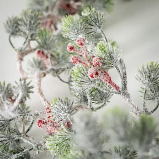 6 ft. Artificial Unlit Snowy Pine Berry Christmas Garland Green GD1544