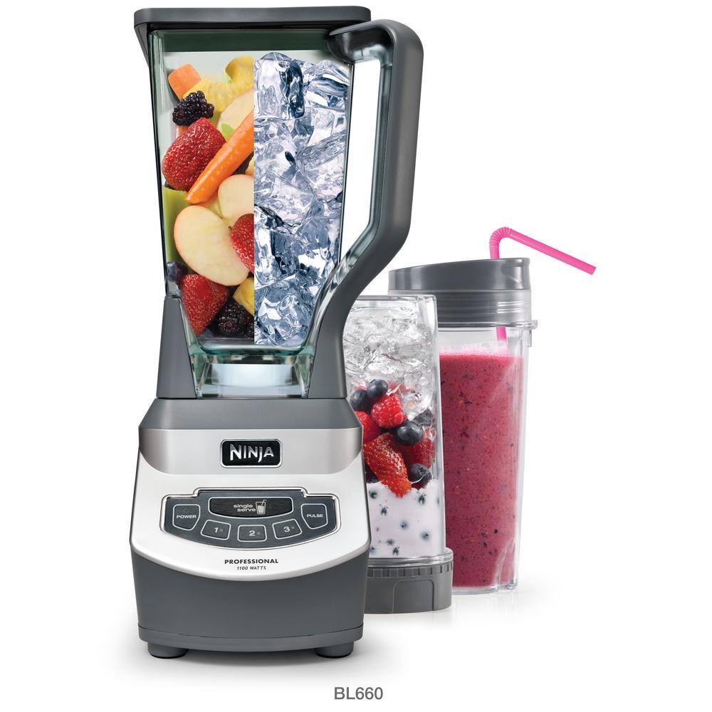 NINJA Nutri Ninja 72 oz. 3-Speed Black Professional Blender with 2 Single Serve Cups (BL660) BL660