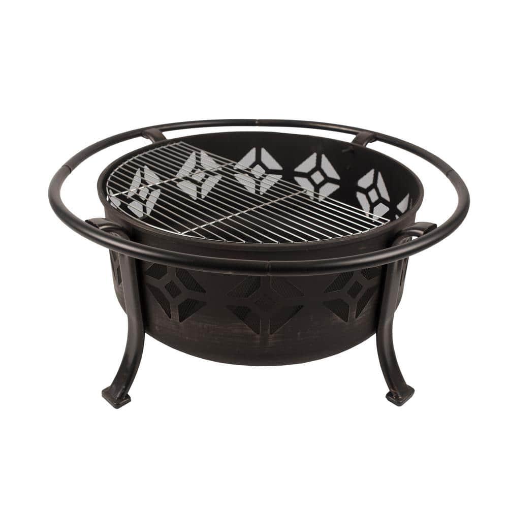 Pleasant Hearth Sunderland Deep Bowl 36 in x 23 in Square Steel Wood Fire Pit in Bronze