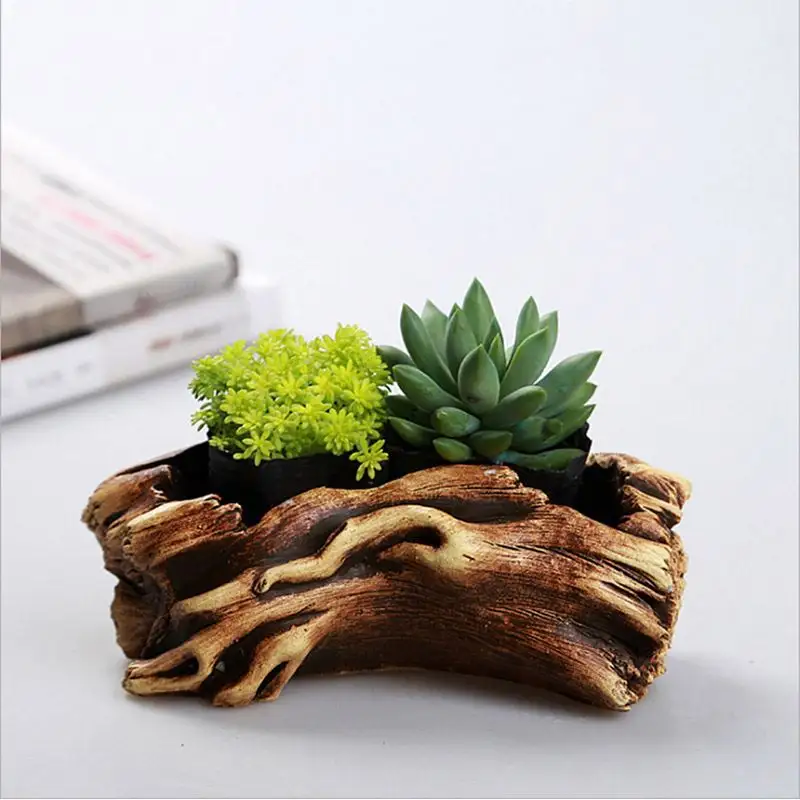 2023 Hot selling Factory Supply unique shape  high quality cement planter Wooden Shape Cement Pot Planter/