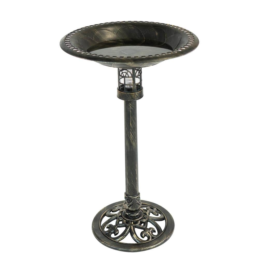 SunRay Beacon Point Solar Lighted Bird Bath in Brushed Bronze 841010