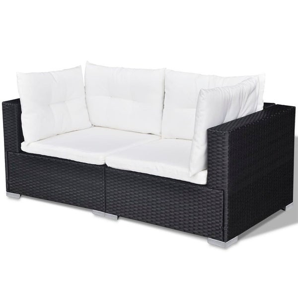 10 Piece Garden Lounge Set with Cushions Poly Rattan Black - Overstock - 35107909