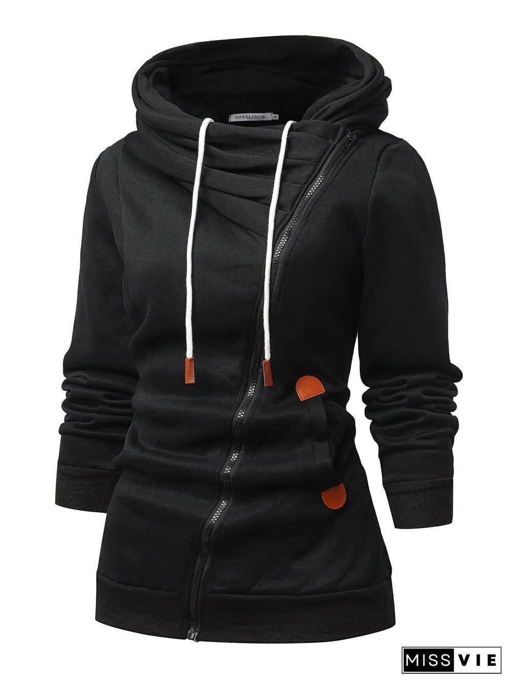 Black Hoodie Long Sleeve Pockets Knit coat