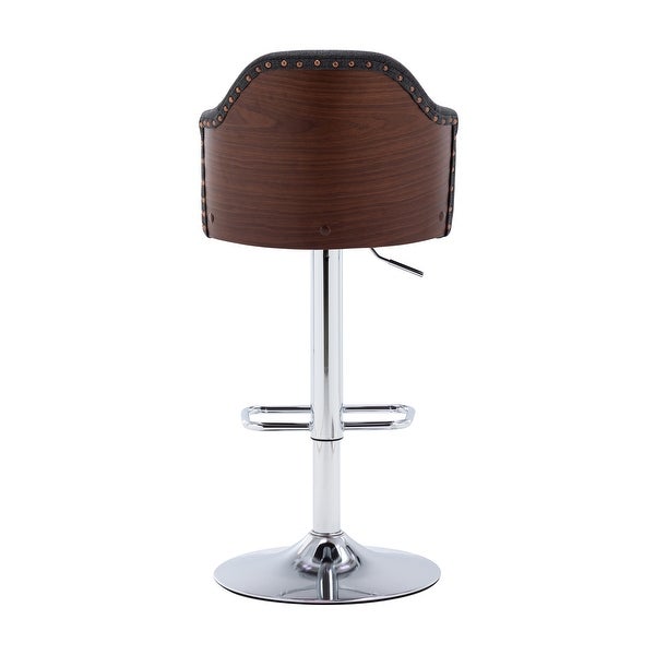 Bar Stools Adjustable Bent Wood Back Nailhead Trim Barstools (Set of 2) - 17.37