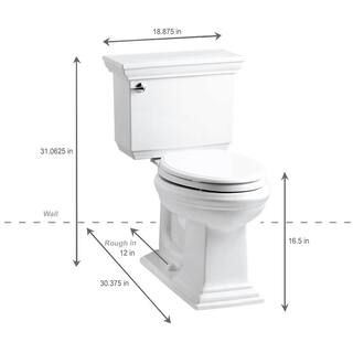 KOHLER Memoirs Stately 2-Piece 1.28 GPF Single Flush Elongated Toilet with AquaPiston Flush Technology in White K-3817-0