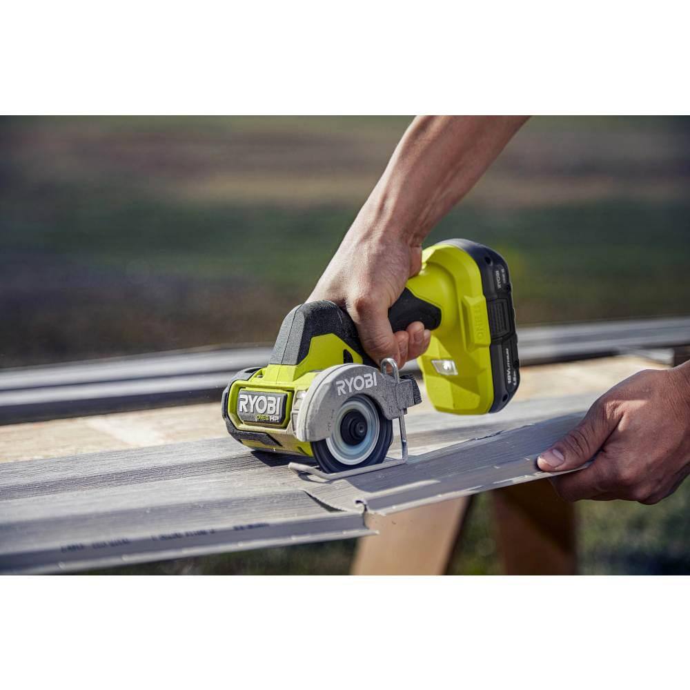 RYOBI ONE+ HP 18V Brushless Cordless Compact 2-Tool Combo Kit with 38 in. Right Angle Drill and Cut-Off Tool (Tools Only) PSBRA02B-PSBCS02B