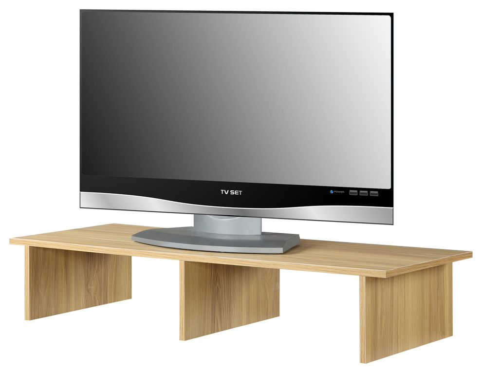 Convenience Concepts Designs2Go Large TV Monitor Riser in Light Oak Wood Finish   Transitional   Entertainment Centers And Tv Stands   by Convenience Concepts  Houzz