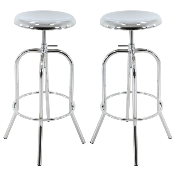 Brage Living Adjustable Metal Barstool Chrome (Set of 2)