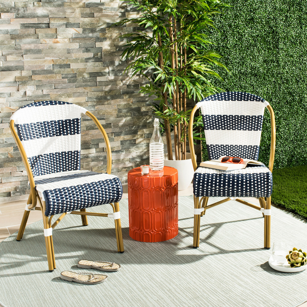 Safavieh Sarita Stackable Side Chairs  Set of 2   Tropical   Outdoor Dining Chairs   by HedgeApple  Houzz