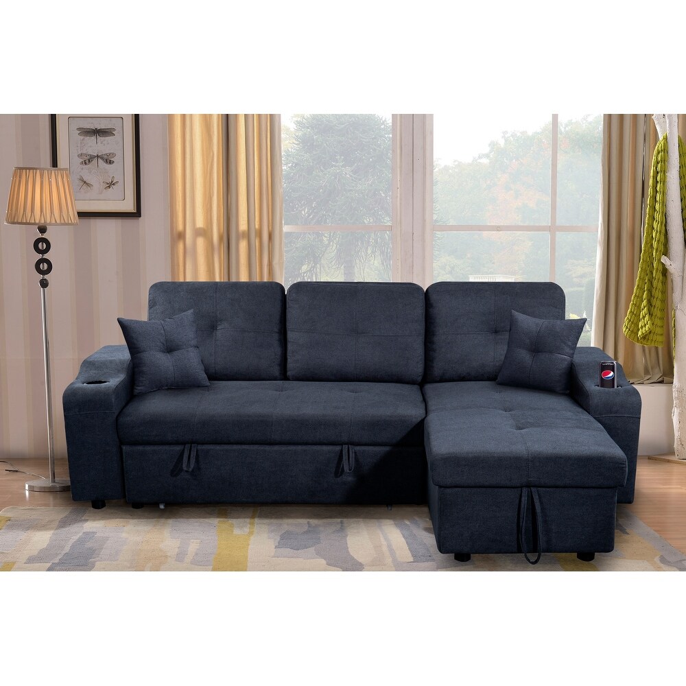 Right facing Sectional Sofa with Footrest  Convertible Corner Sofa with Armrest Storage