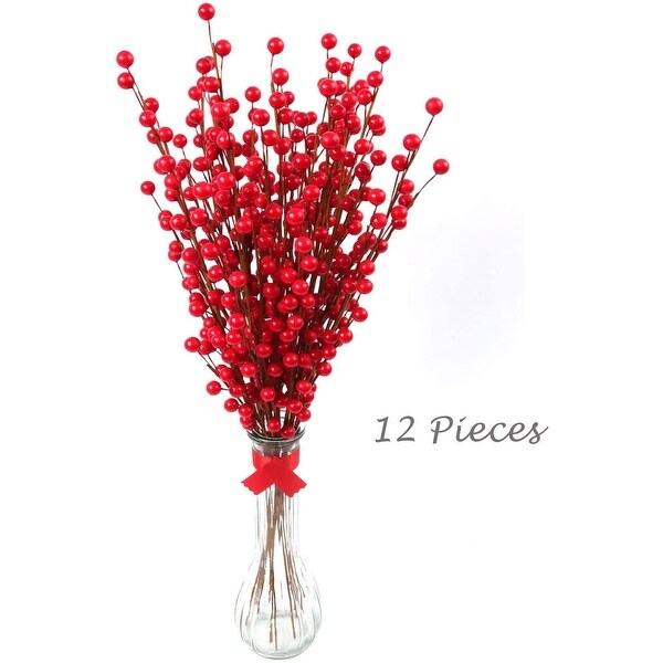 Floral Home 19 Red Holly Berry Stem Picks 12 Branchs 35 Berries