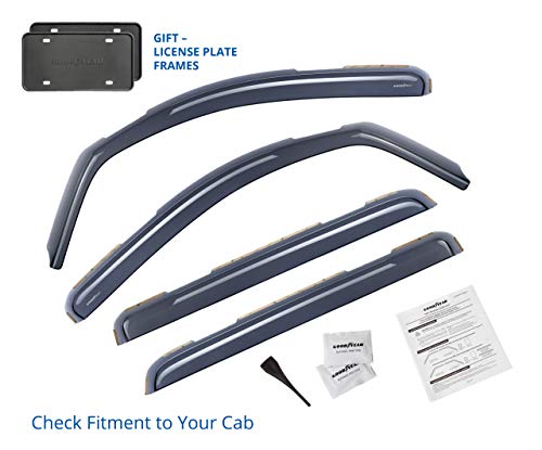 Goodyear Shatterproof in-Channel Window Deflectors for Trucks Toyota Tundra 2007-2021 CrewMax， Rain Guards， Window Visors for Cars， Vent Deflector， Truck Accessories， 4 pcs- GY003412LP