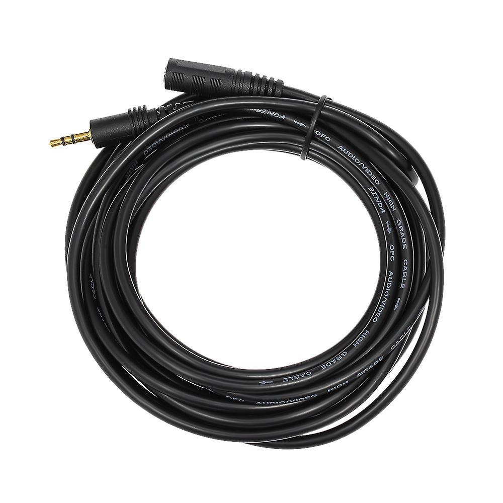 5 Meter Audio Extension Cable 3.5mm Jack Male To Female Aux Cable 3.5 Mm Audio Extender Cord For Computer Mobile Phones Amplifier Black Black 5m