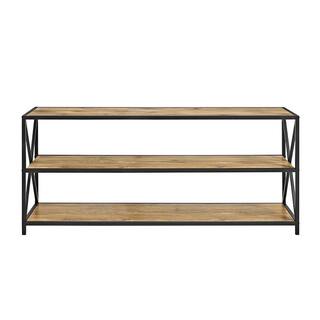 Walker Edison Furniture Company 26 in. BarnwoodBlack Metal 3-shelf Etagere Bookcase with Open Back HDS60XMWBW