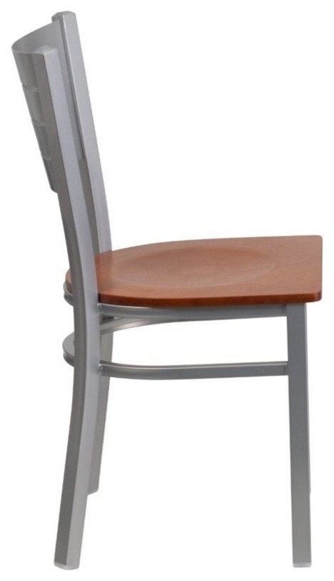 Bowery Hill Restaurant Dining Chair in Cherry and Silver   Contemporary   Dining Chairs   by Homesquare  Houzz