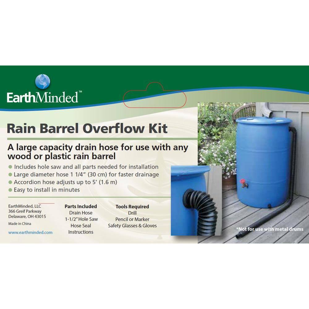 EarthMinded Rain Barrel Overflow Drain Kit F-RN090