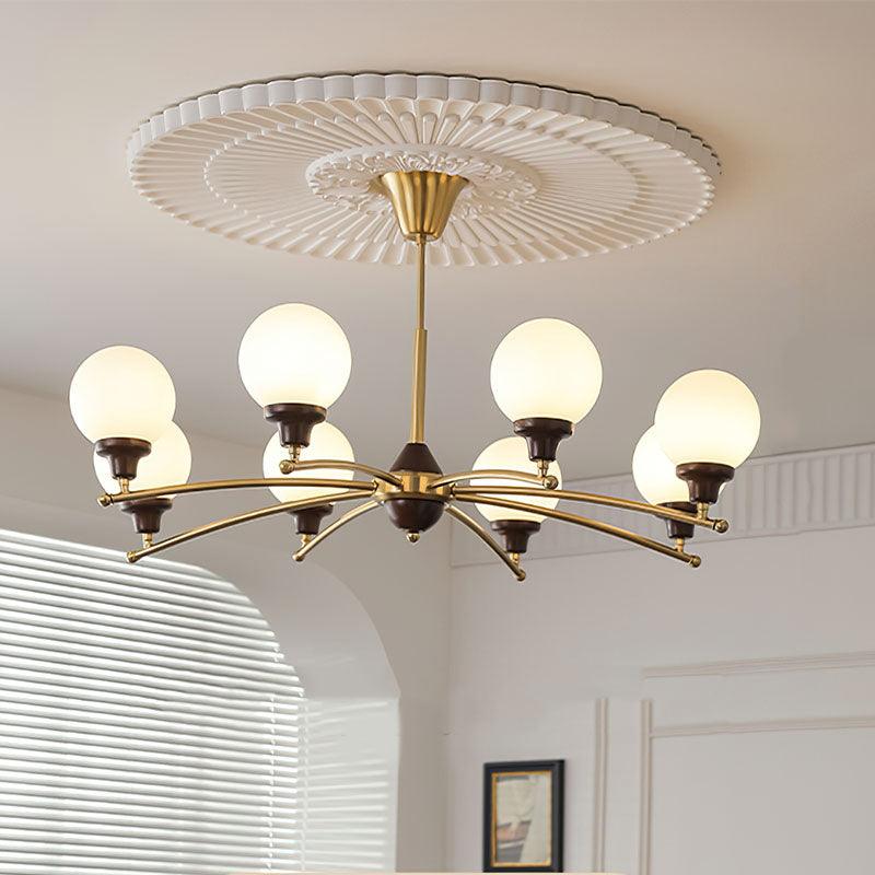 Walnut Glass Ball Chandelier