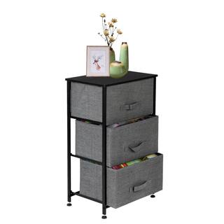 Karl home 12 in W. x 28.74 in. H Gray 3-Drawer Fabric Storage Chest with Gray Drawers 302992574447