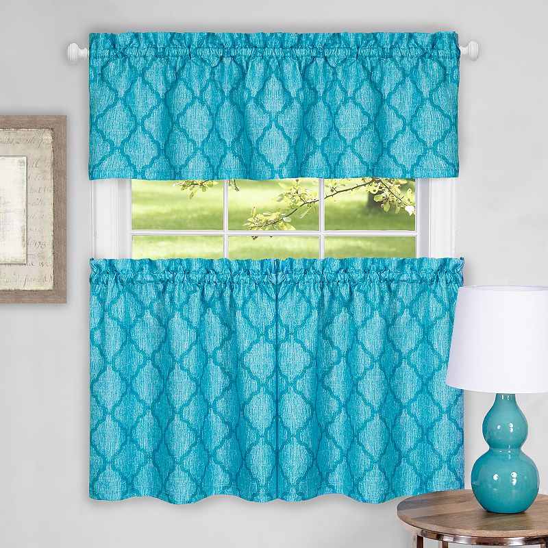 Achim Colby Trellis Tier and Valance Kitchen Curtain Set