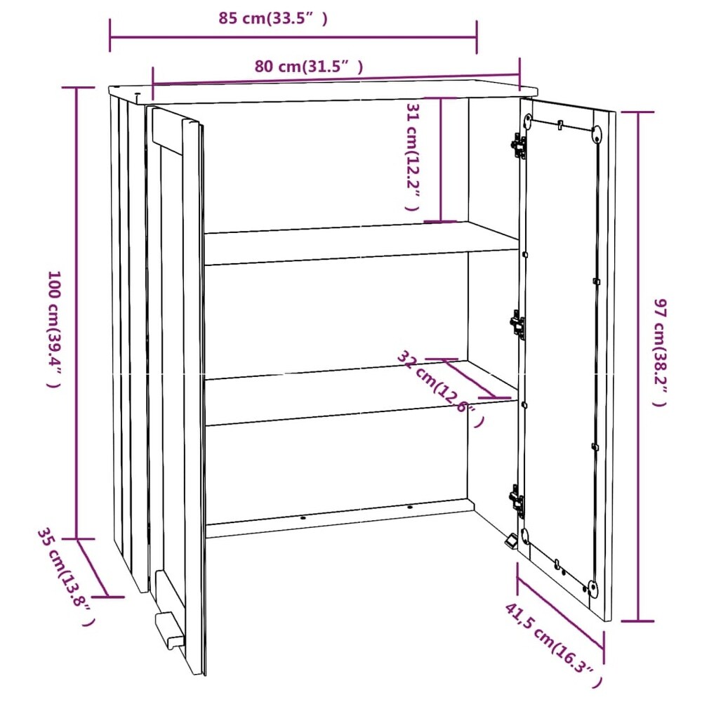 vidaXL Cabinet Top for Highboard Sideboard with Doors HAMAR Solid Wood Pine   33.5\