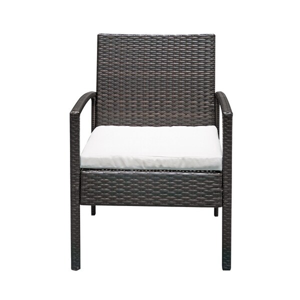 Outdoor 3Piece All Weather Wicker Conversation Set with Cushions