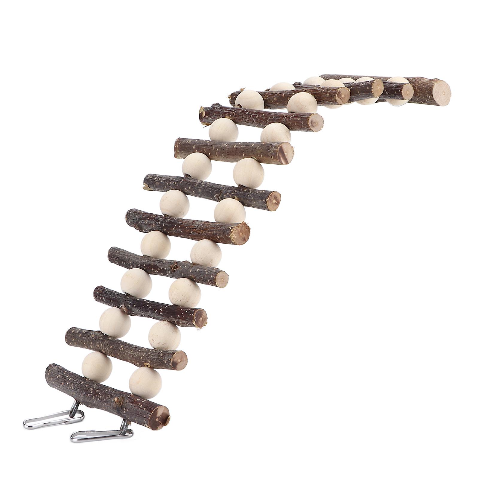 Hamster Wooden Ladder Bendable Climbing Ladder Chew Toy With Beads For Small Pets