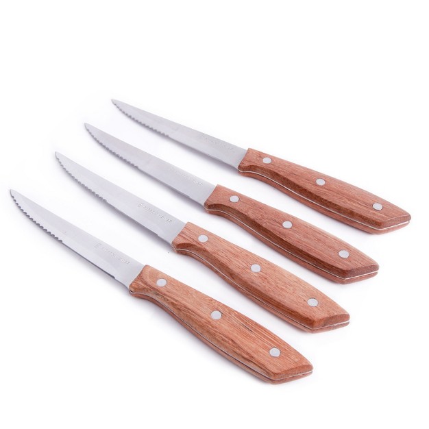 Gibson Home Seward 4 Piece Stainless Steel Steak Knife Cutlery Set With Wood Handles