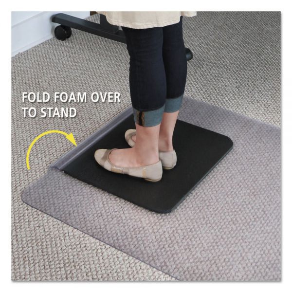 ES Robbins Sit or Stand Mat for Carpet or Hard Floors， 36 x 53 with Lip， Clear/Black