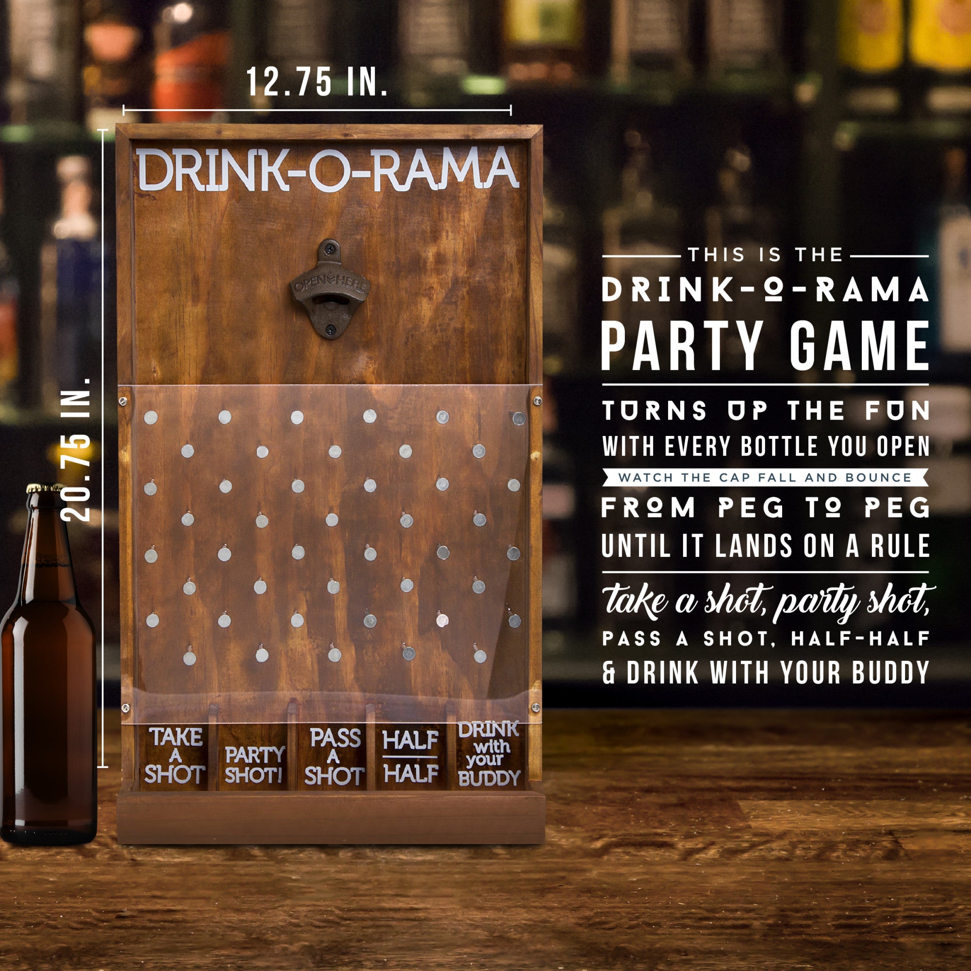 Hammer + Axe Wooden Drink-O-Rama, with Wall Brackets