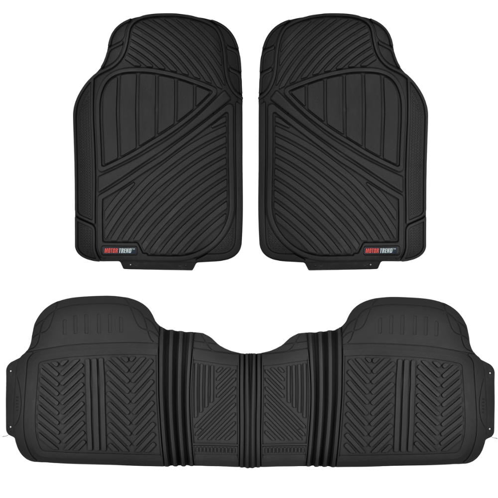 Motor Trend FlexTough Heavy Duty Rubber Car Floor Mats， 100% Odorless and All Weather