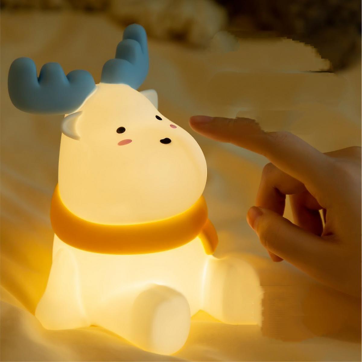 Cute Animal Night Light Led Nursery Lamp Baby Nightlight Rechargeable Night Lamp Birthday Gifts For Children Boys Girls Bedroom Decor (deer)