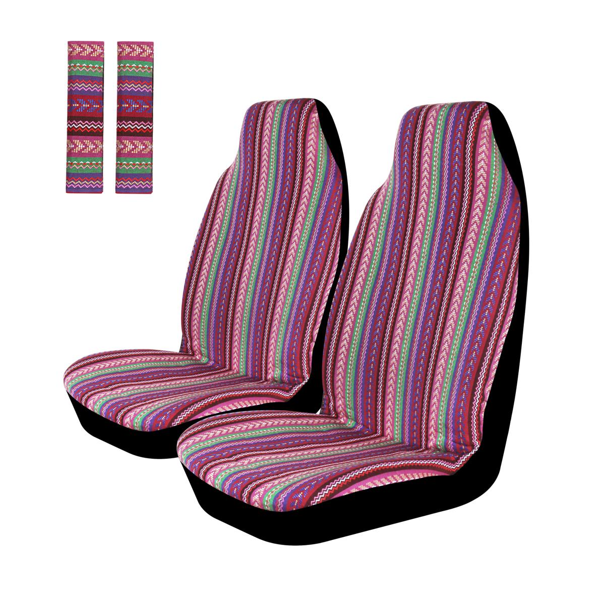 4pcs Blanket Front Seat Cover Light Violet Stripe Seat Protectors for Cars