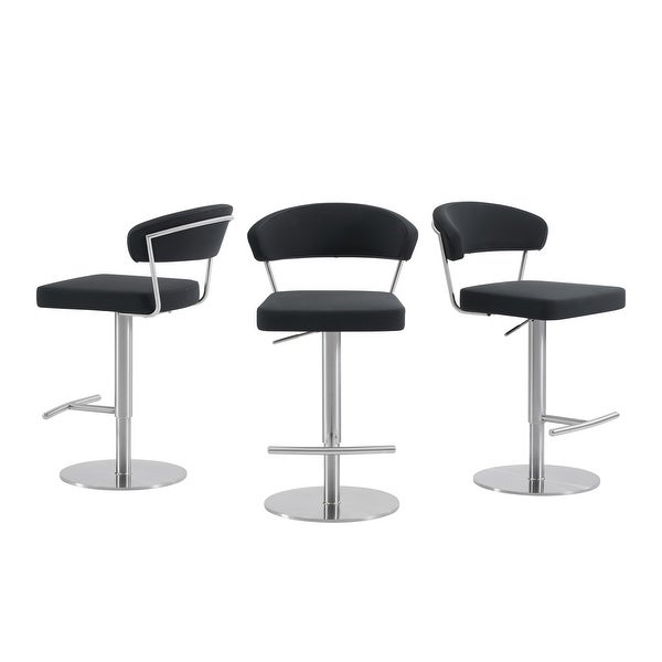 FAIRMONT bar stool with brushed stainless steel base.